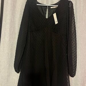 Francesca's Collections Black Long Sleeve Dress